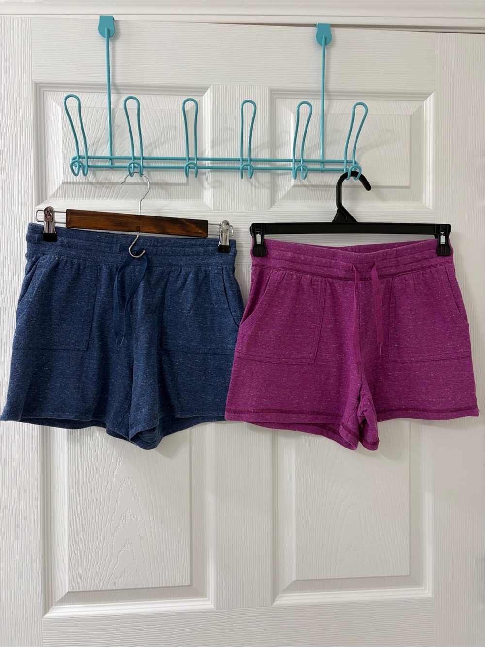 Athletic Works Knit Drawstring Shorts in Blue and Purple